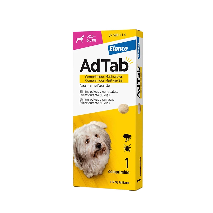 ADTAB 112 MG 1 COMPRIMIDO MASTICABLE PARA PERROS (>2,5-5,5 KG)