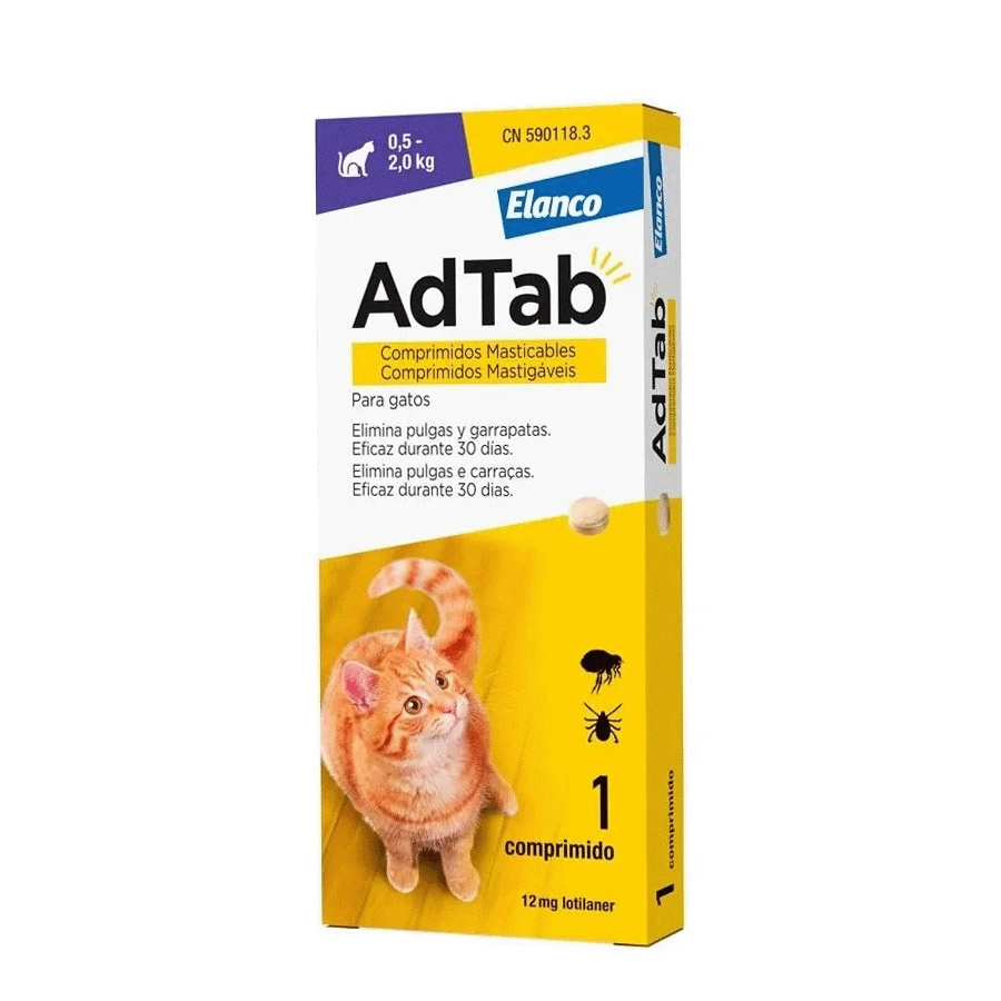 ADTAB 12 MG 1 COMPRIMIDO MASTICABLE PARA GATOS (ENTRE 0,5 Y 2,0 KG)