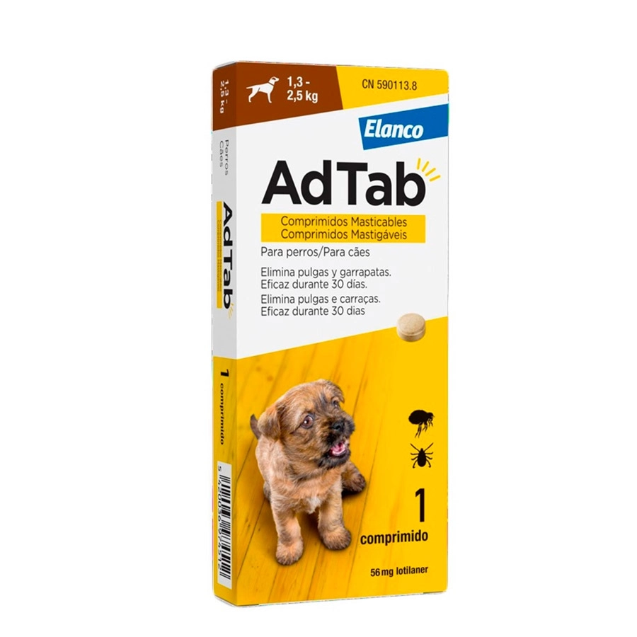 ADTAB 56 MG 1 COMPRIMIDO MASTICABLE PARA PERROS (1,3-2,5 KG)