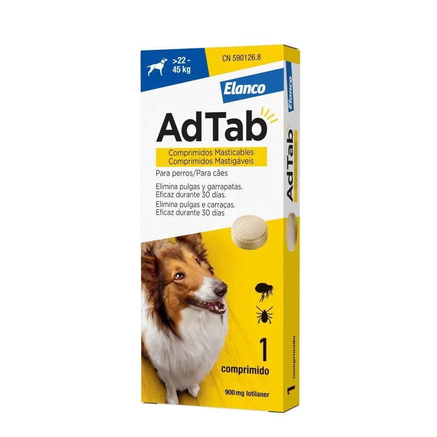 ADTAB 900 MG 1 COMPRIMIDO MASTICABLE PARA PERROS (>22-45 KG)