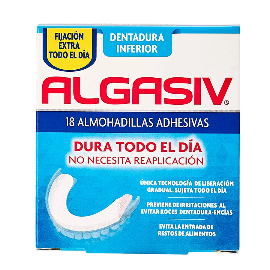 ALGASIV ALMOHADILLAS ADHESIVAS DENTADURA INFERIOR  18 UNIDADES