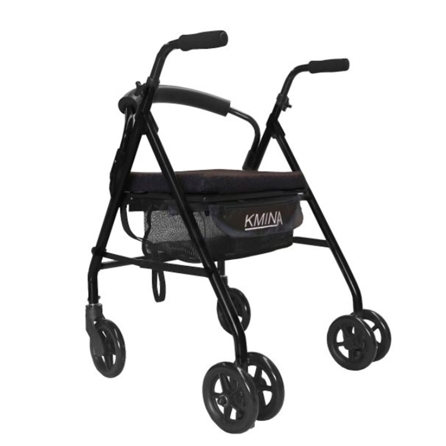 ANDADOR KMINA DINAMICO PLEGABLE NEGRO CON FRENO POR PRESION COMFORT-4 RUEDAS