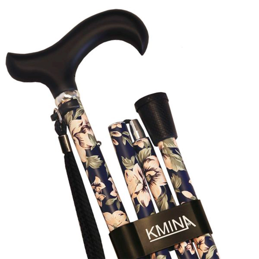 BASTON KMINA PRO ALUMINIO PLEGABLE FLORES AZUL