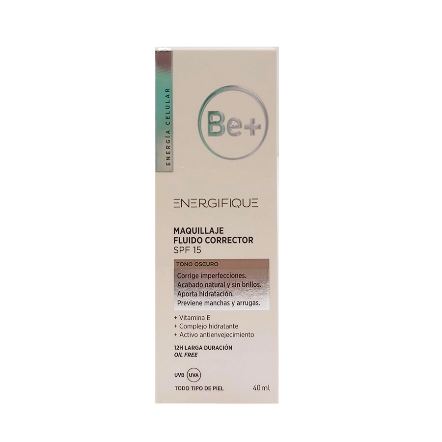 BE+ ENERGIFIQUE MAQUILLAJE FLUIDO CORRECTOR PIEL OSCURA SPF 15  1 TUBO 40 ML