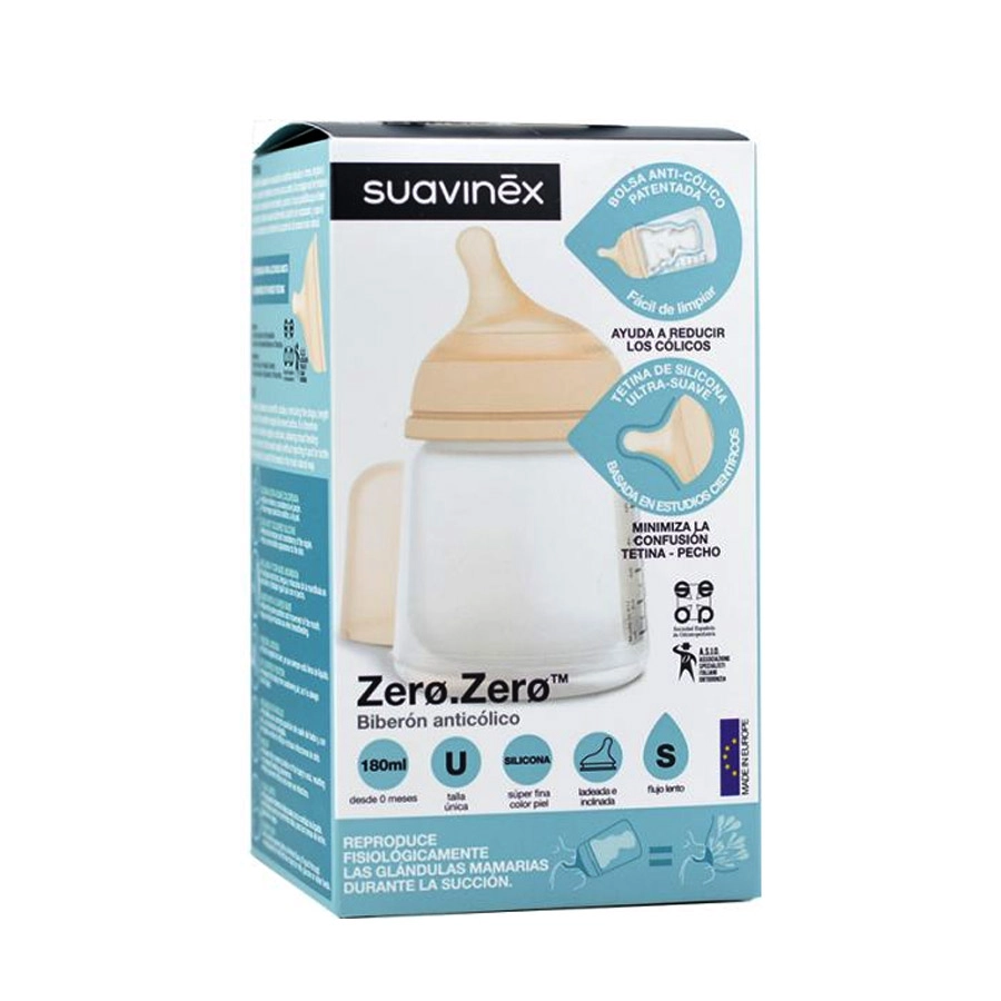 BIBERON SUAVINEX ANTICOLICOS SILICONA ZERO ZERO FLUJO S 180ML