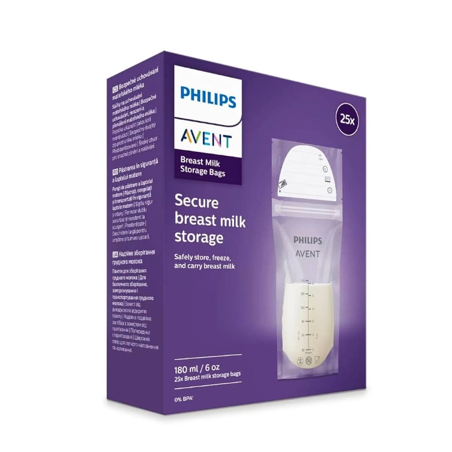 BOLSAS ALMACENAMIENTO LECHE MATERNA PHILIPS AVENT 25 UNIDADES