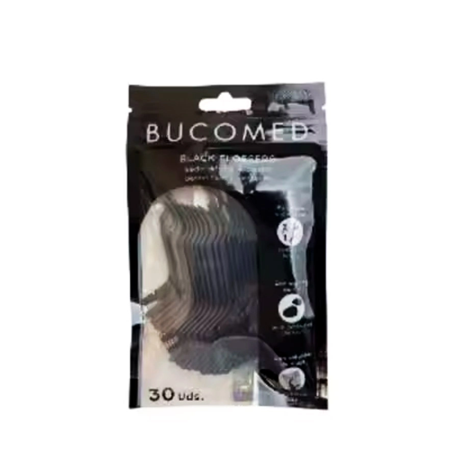BUCOMED BLACK FLOSSERS 30 UNIDADES
