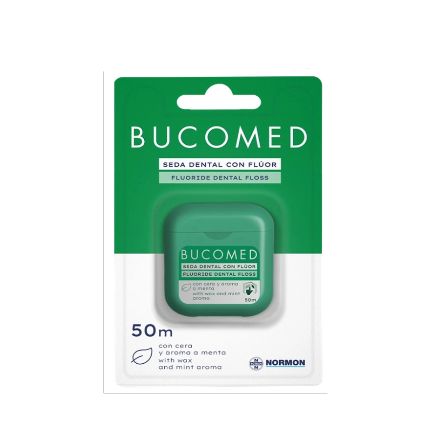 BUCOMED HILO DENTAL CON FLUOR  1 UNIDAD 50 M AROMA MENTA