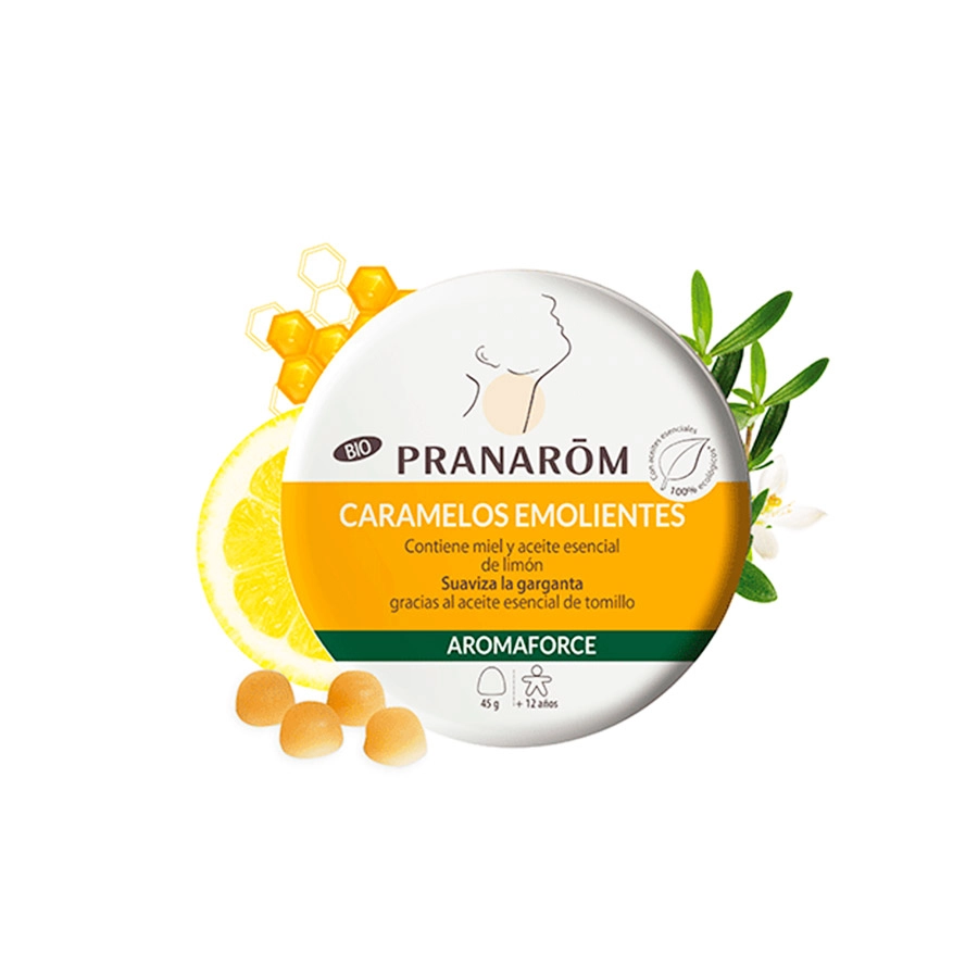 CARAMELOS EMOLIENTES MIEL Y LIMON AROMAFORCE 45GR PRANAROM