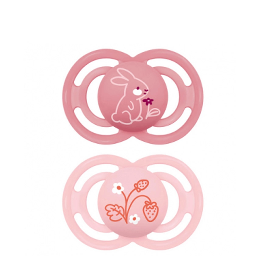 CHUPETE SILICONA FISIOLOGICO MAM PERFECT + 6 MESES MATT COLOR ROSA Y SALMON PACK DOBLE