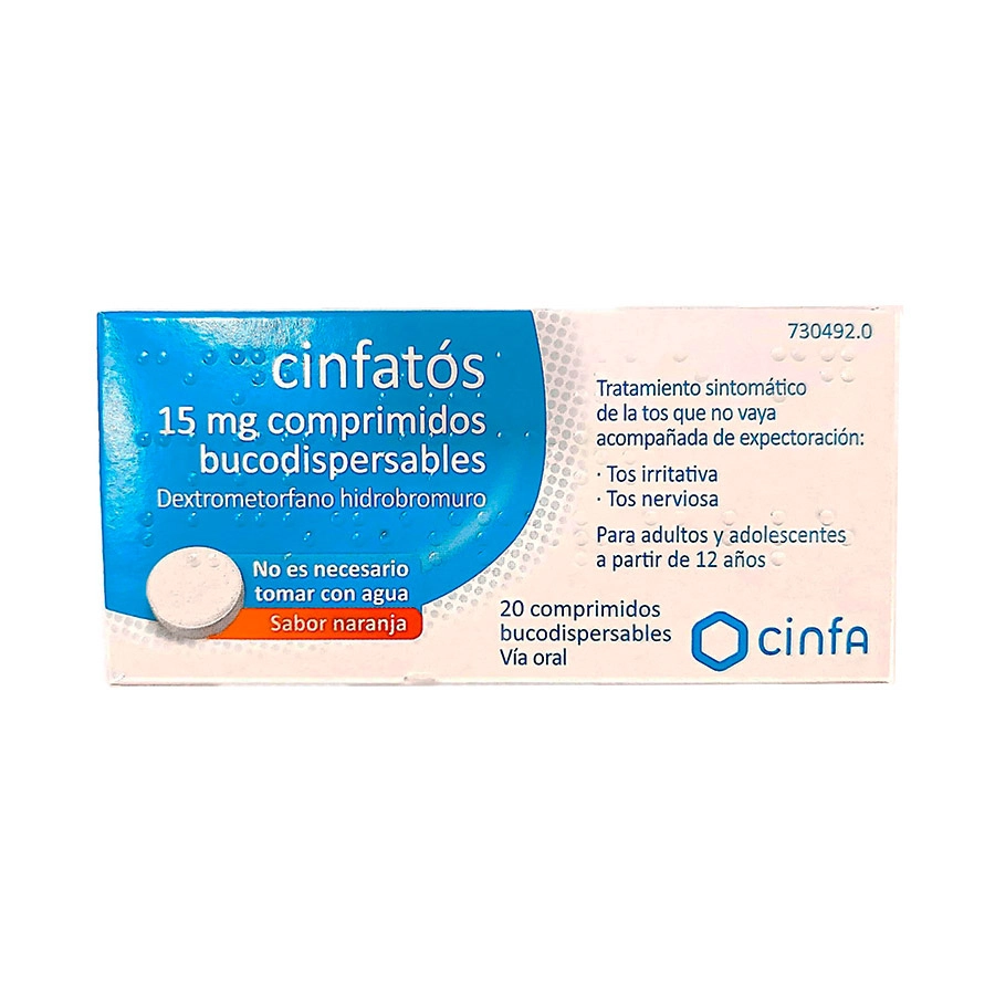 CINFATOS ANTITUSIVO FLAS EFG 15 MG 20 COMPRIMIDOS BUCODISPERSABLES (PVC-PVDC/AL)
