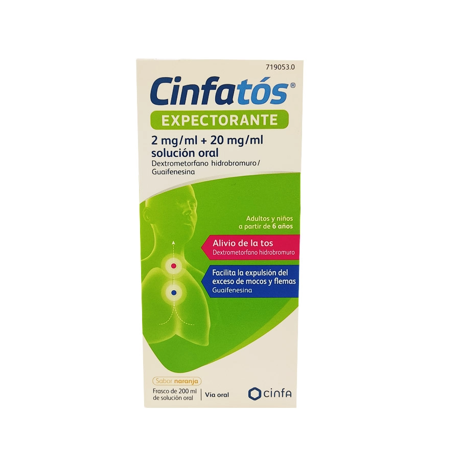 CINFATOS EXPECTORANTE 2 MG/ML + 20 MG/ML SOLUCION ORAL 1 FRASCO 200 ML (PET)