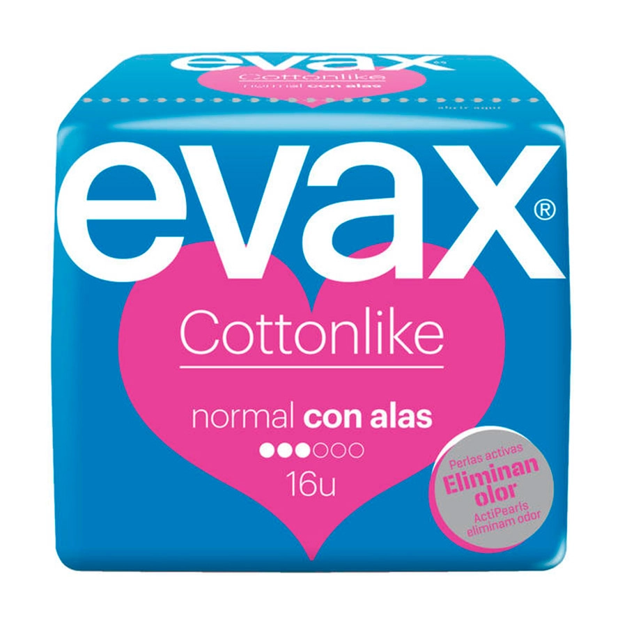 COMPRESAS HIGIENICAS FEMENINAS EVAX COTTONLIKE NORMAL CON ALAS 19 COMPRESAS