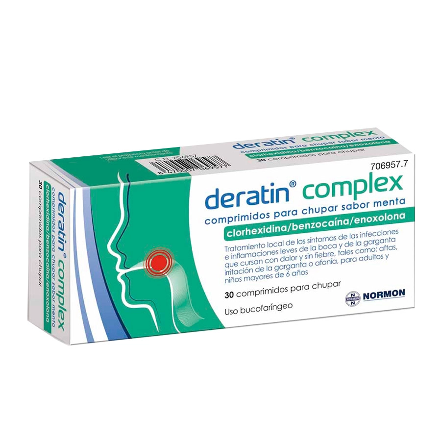 DERATIN COMPLEX 30 COMPRIMIDOS PARA CHUPAR (SABOR MENTA)