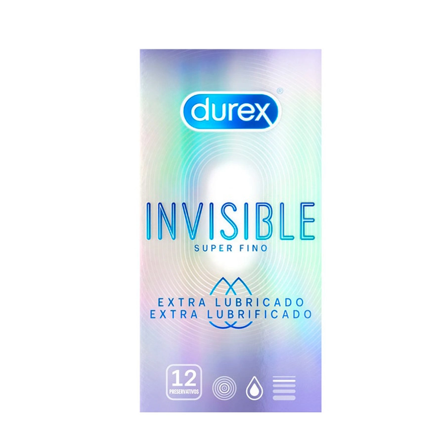 DUREX INVISIBLE EXTRA FINO EXTRA LUBRICADO PRESERVATIVOS 12 UNIDADES