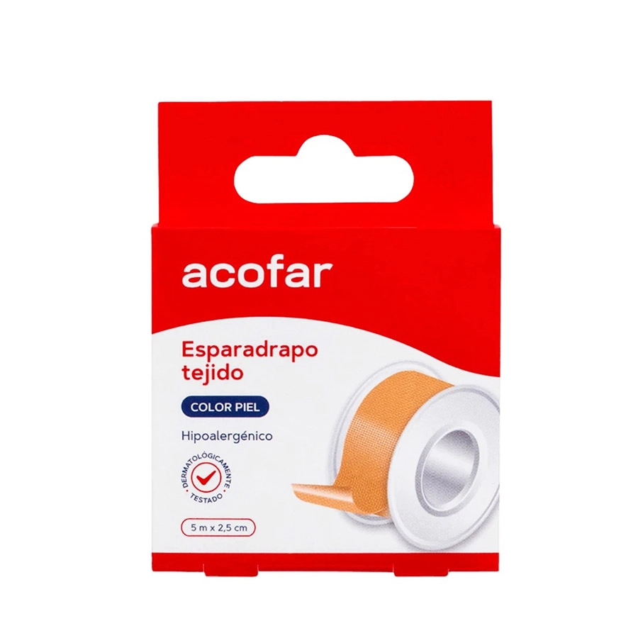 ESPARADRAPO ACOFAR TEJIDO 1 UNIDAD 5 M X 2,5 CM COLOR PIEL
