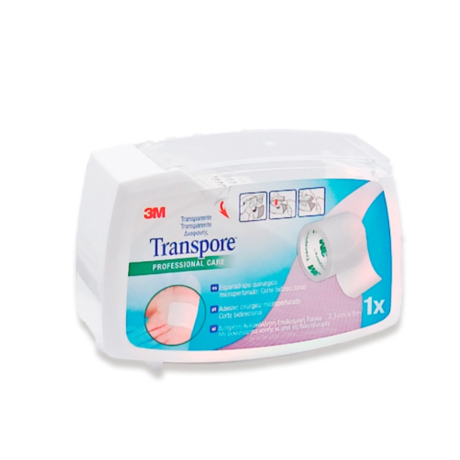 ESPARADRAPO HIPOALERGICO TRANSPORE PLASTIC PORTAR 1 UNIDAD 5 M X 2,5 CM