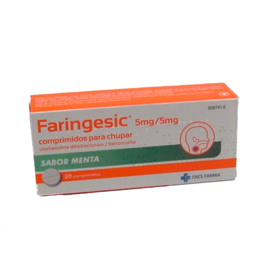 FARINGESIC 5 MG/5 MG 20 COMPRIMIDOS PARA CHUPAR (SABOR MENTA)