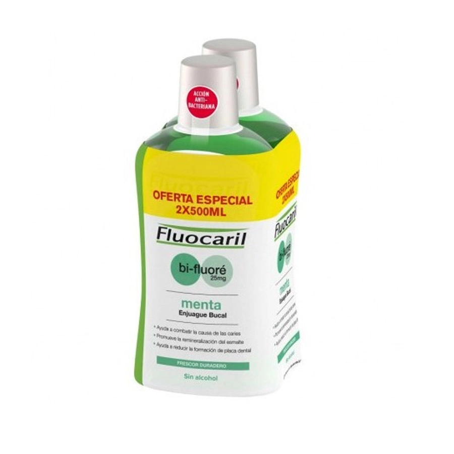 FLUOCARIL BI-FLUORE 25 MG ENJUAGUE BUCAL  2 ENVASES 500 ML PACK SABOR MENTA