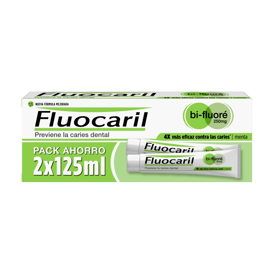 FLUOCARIL BI-FLUORE 250 MG DENTIFRICO  2 TUBOS 125 ML DUPLO SABOR MENTA