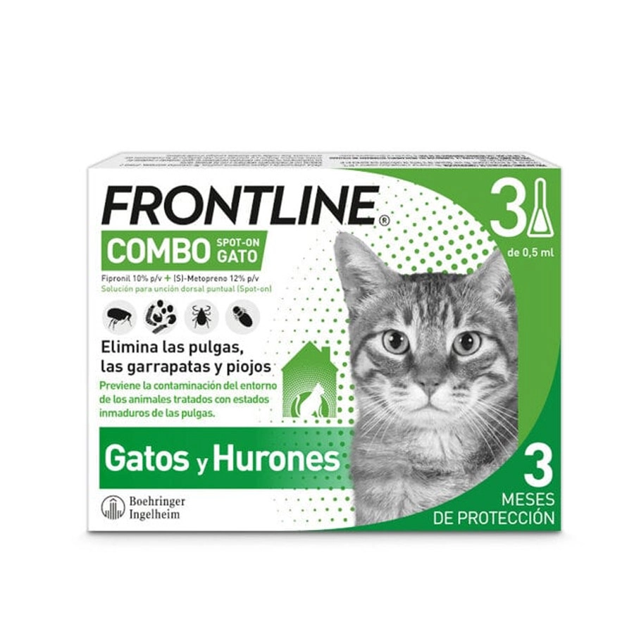 FRONTLINE COMBO 60/50 MG SOLUCION SPOT-ON PARA GATOS 3 PIPETAS 0,5 ML