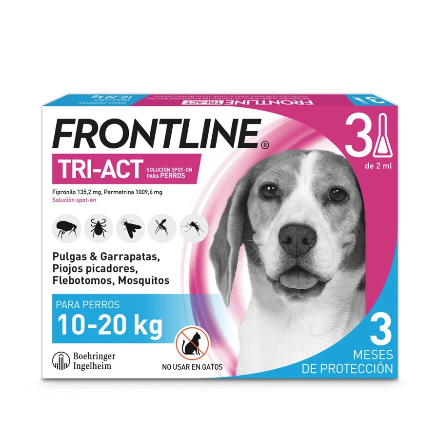 FRONTLINE TRI-ACT 135,2/1009,6 MG SOLUCION SPOT-ON PARA PERROS 10-20 KG 3 PIPETAS 2 ML