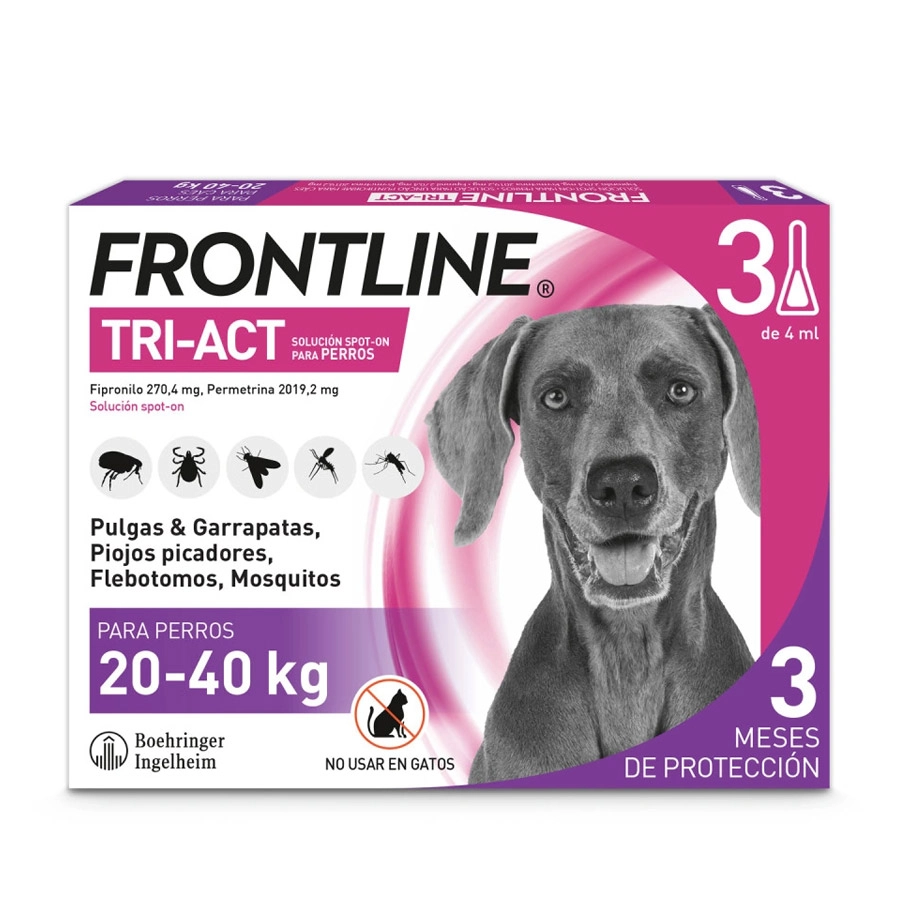 FRONTLINE TRI-ACT 270,4/2019,2 MG SOLUCION SPOT-ON PARA PERROS 20-40 KG 3 PIPETAS 4 ML