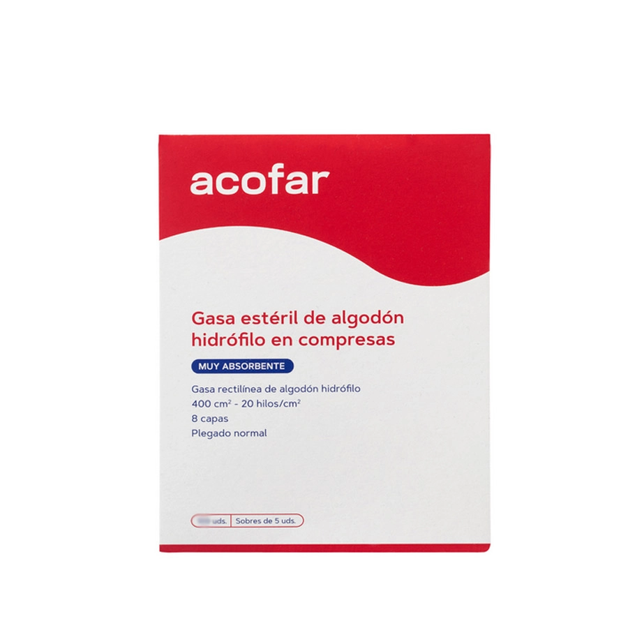 GASA ESTERIL ALGODON HIDROFILO COMPRESAS ACOFAR 10 SOBRES 5 UNIDADES