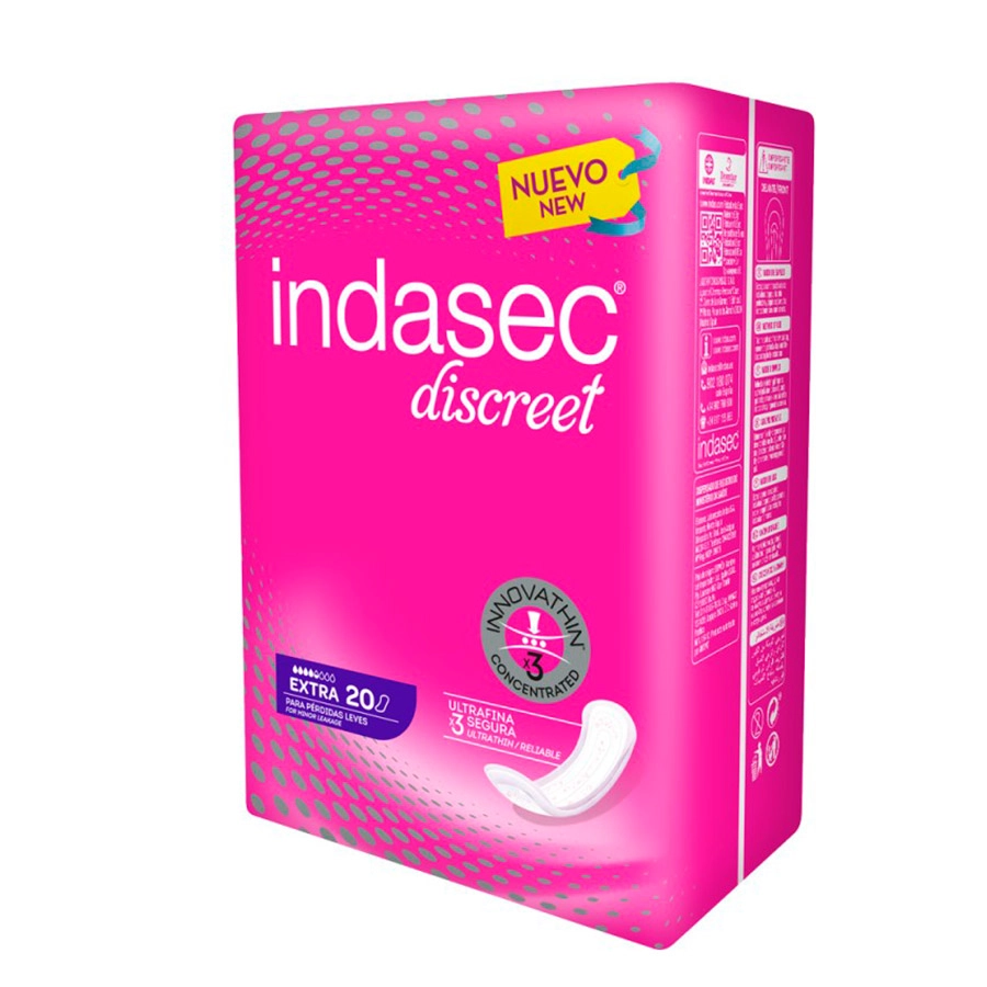 COMPRESA PERDIDAS LEVES INDASEC DISCREET EXTRA 20 UNIDADES