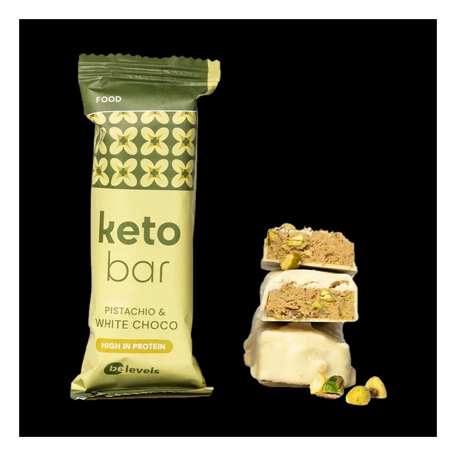 KETO BAR BELEVELS BARRITA 40 G SABOR PISTACHO & CHOCO BLANCO