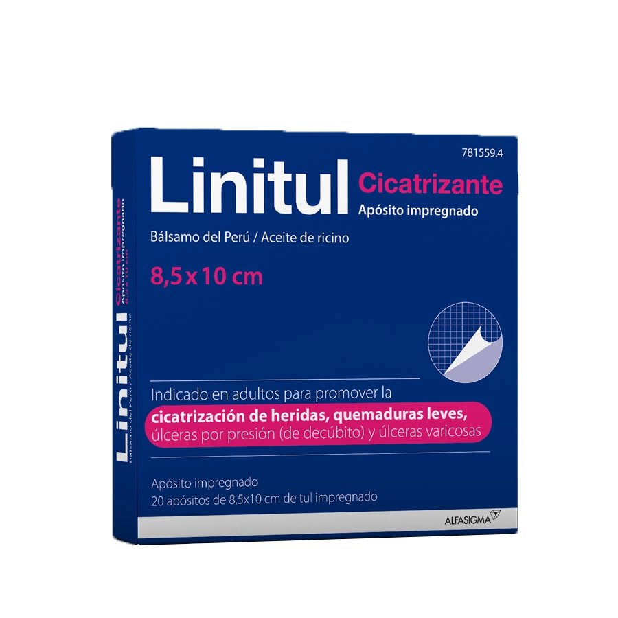 LINITUL CICATRIZANTE 20 APOSITOS IMPREGNADOS 8,5 X 10 CM