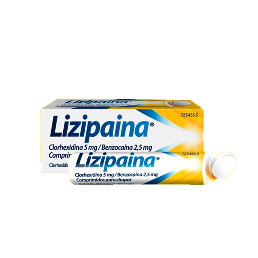 LIZIPAINA CLORHEXIDINA/BENZOCAINA 5 MG/2,5 MG 20 COMPRIMIDOS PARA CHUPAR (TUBO)