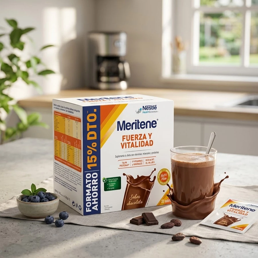MERITENE FUERZA Y VITALIDAD BATIDO  30 SOBRES 30 G SABOR CHOCOLATE