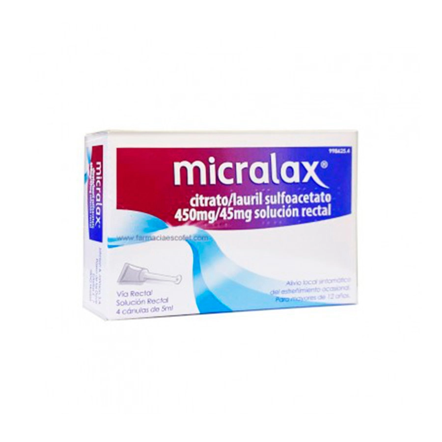 MICRALAX CITRATO/LAURIL SULFOACETATO 450 MG/ML + 45 MG/ML SOLUCION RECTAL 4 ENEMAS 5 ML