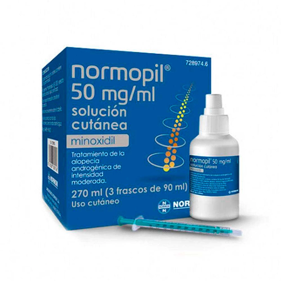 NORMOPIL 50 MG/ML 3 FRASCOS SOLUCION CUTANEA 90 ML