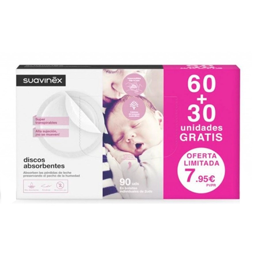 OFERTA DISCOS ABSORBENTES SUAVINEX 60+30 UNIDADES