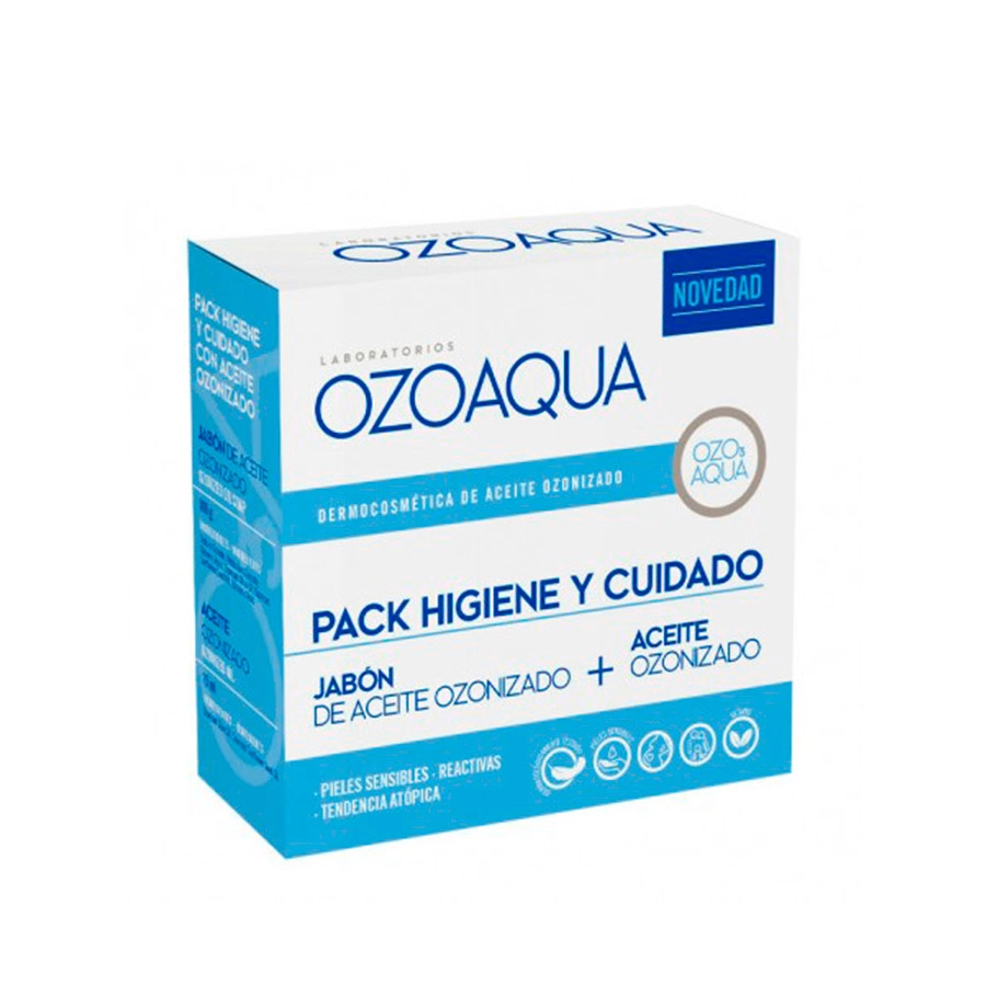 OZOAQUA PACK HIGIENE Y CUIDADO  1 ENVASE 15 ML ACEITE OZONIZADO + 1 ENVASE 100 G JABON DE ACEITE
