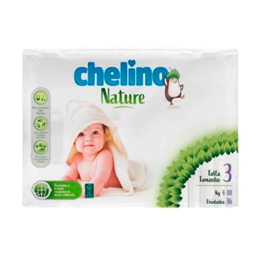 PAÑAL INFANTIL CHELINO NATURE TALLA 3 36 UNIDADES