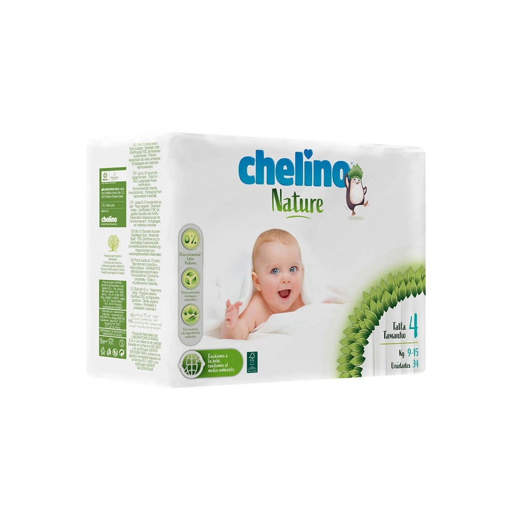 PAÑAL INFANTIL CHELINO NATURE TALLA 4 34 UNIDADES