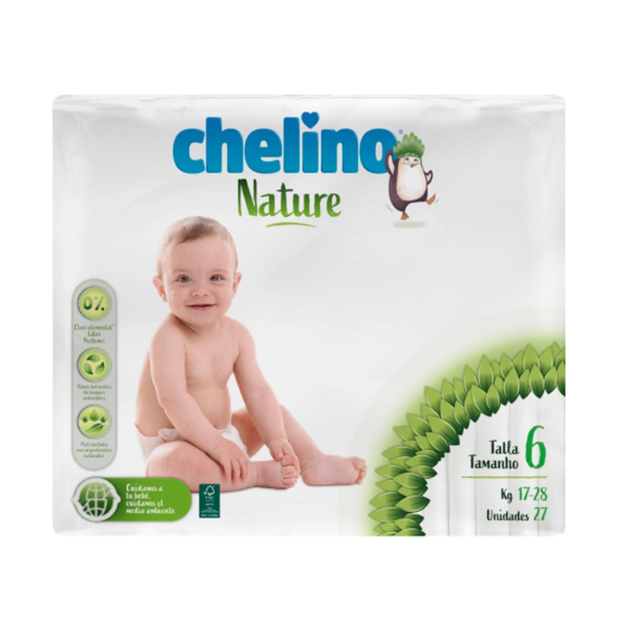 PAÑAL INFANTIL CHELINO NATURE TALLA 6 27 UNIDADES