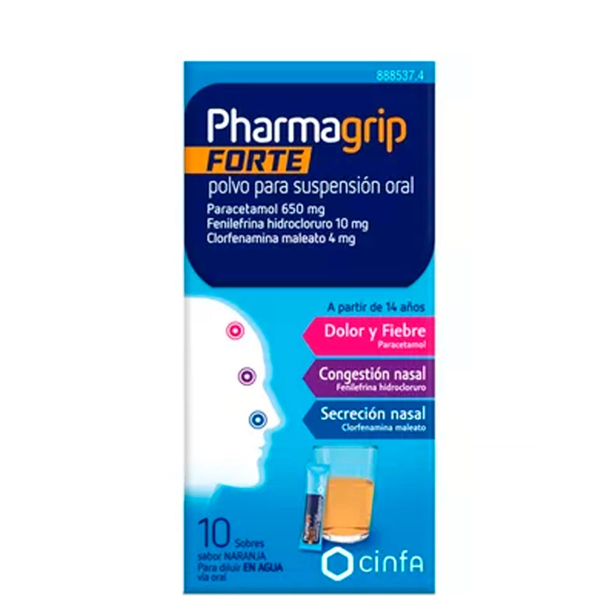 PHARMAGRIP FORTE CONGESTION Y SECRECION NASAL 10 SOBRES POLVO PARA SUSPENSION ORAL