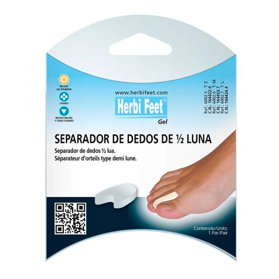 SEPARADEDOS HERBI FEET POLIMERO MEDIA LUNA TALLA L 2 UNIDADES