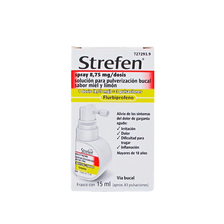 STREFEN SPRAY 8,75 MG/DOSIS SOLUCION PARA PULVERIZACION BUCAL 1 FRASCO 15 ML (SABOR MIEL Y LIMON