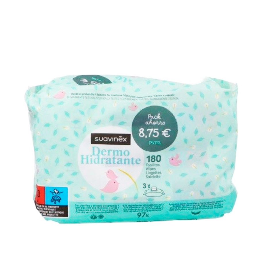 SUAVINEX TOALLITAS DERMO HIDRATANTES  3 ENVASES 60 TOALLITAS PACK