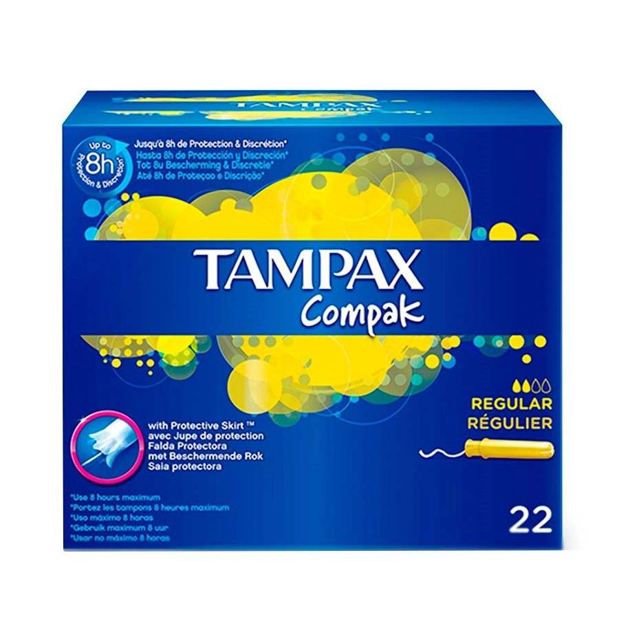 TAMPAX COMPAK TAMPON 100%ALGODON  22 UNIDADES REGULAR