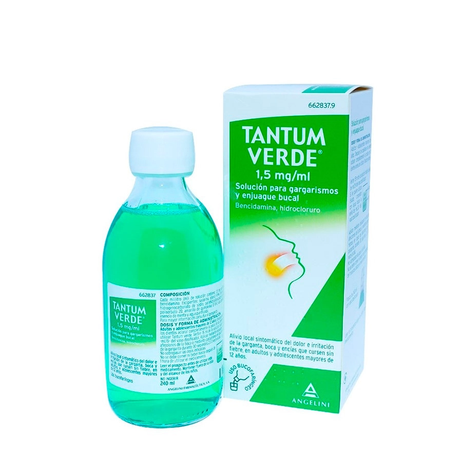 TANTUM VERDE 1,5 MG/ML SOLUCION PARA GARGARISMOS Y ENJUAGUE BUCAL 1 FRASCO 240 ML