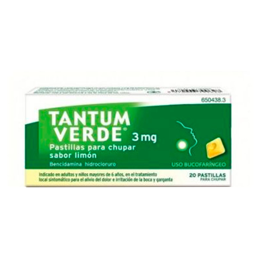 TANTUM VERDE 3 MG 20 PASTILLAS PARA CHUPAR (SABOR LIMON)