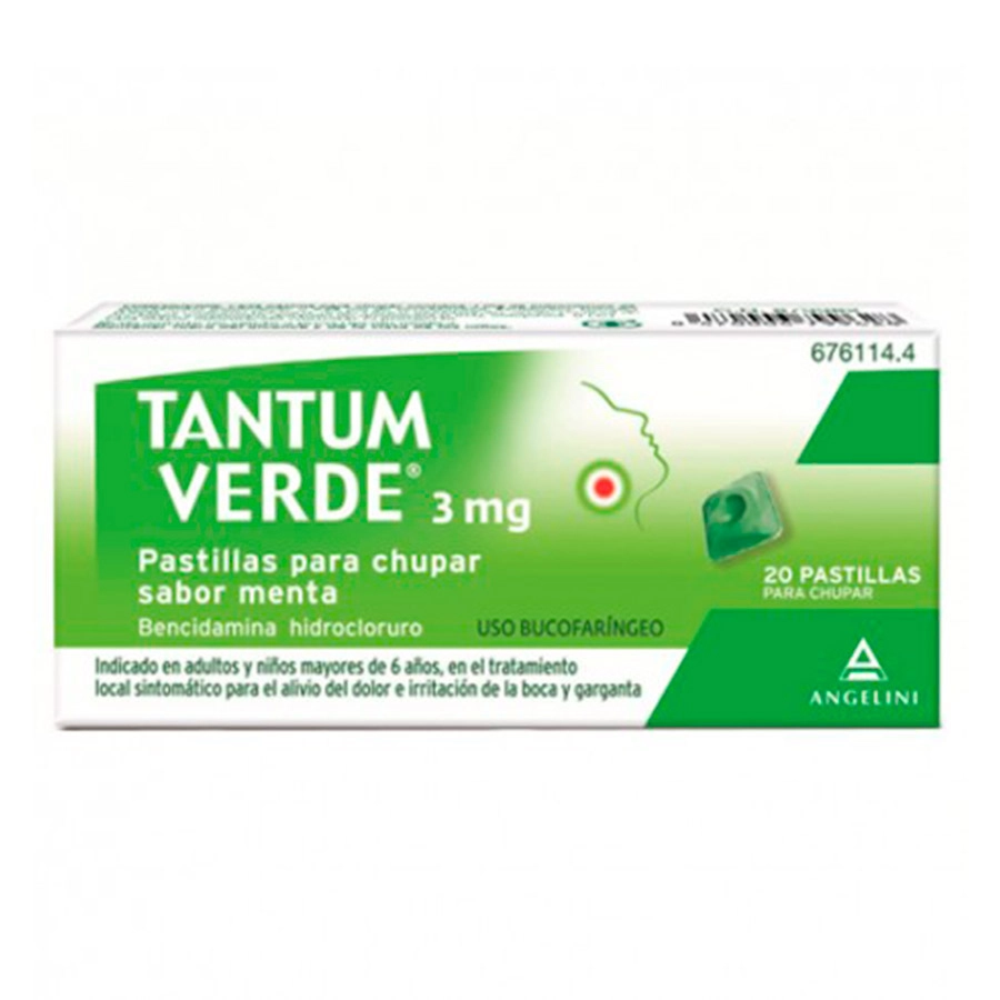TANTUM VERDE 3 MG 20 PASTILLAS PARA CHUPAR (SABOR MENTA)