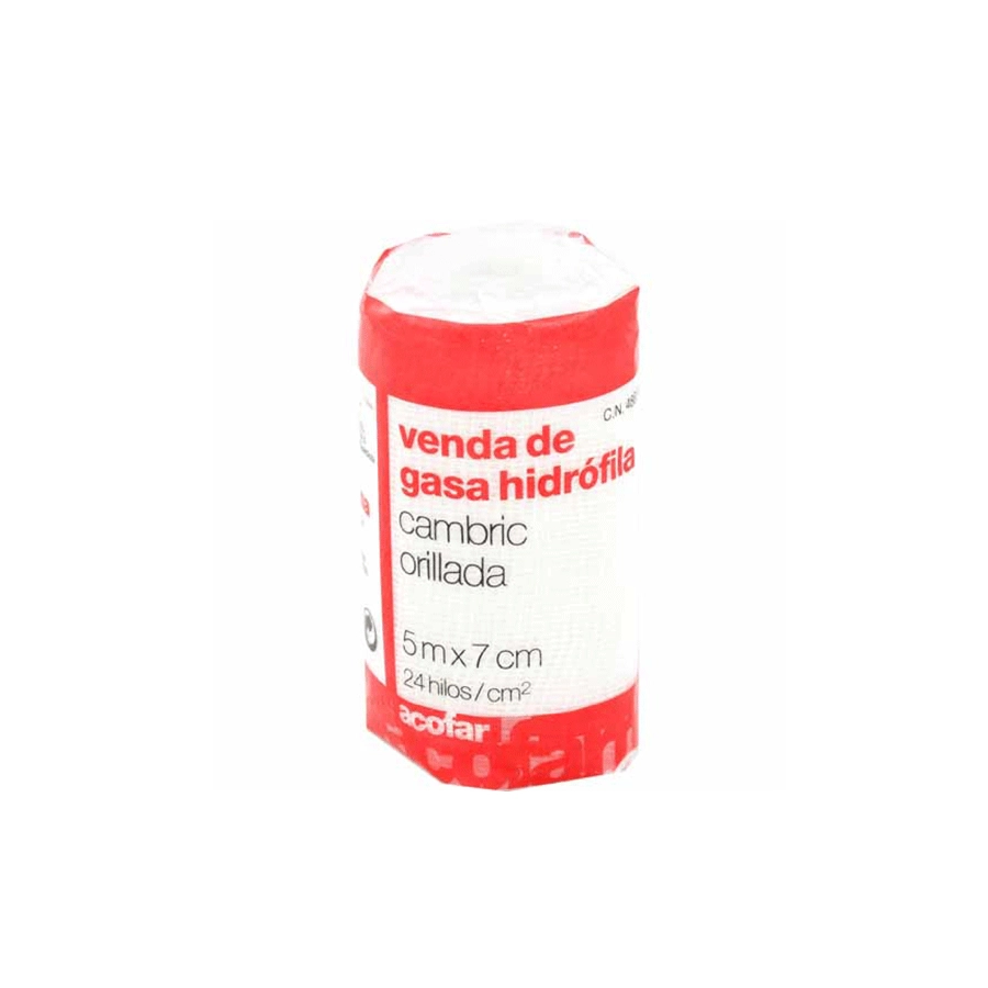 VENDA DE GASA HIDROFILA CAMBRIC ACOFAR 1 UNIDAD 5 M X 7 CM